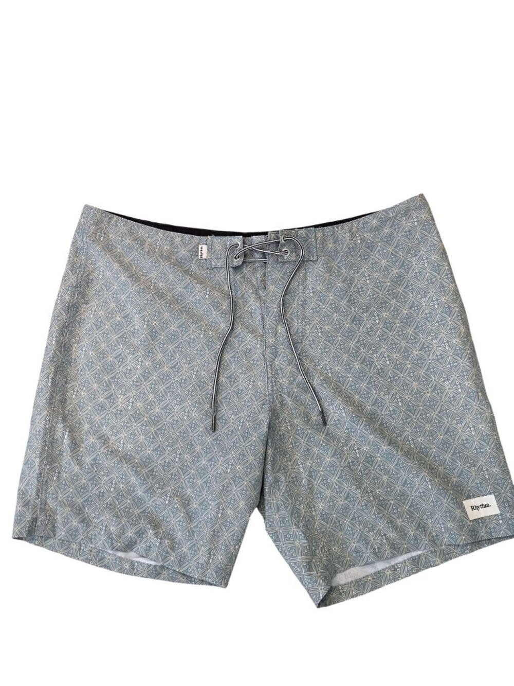 Rhythm Mens Printed Board Shorts Size 36 Blue Geometric Drawstring Swim Trunks